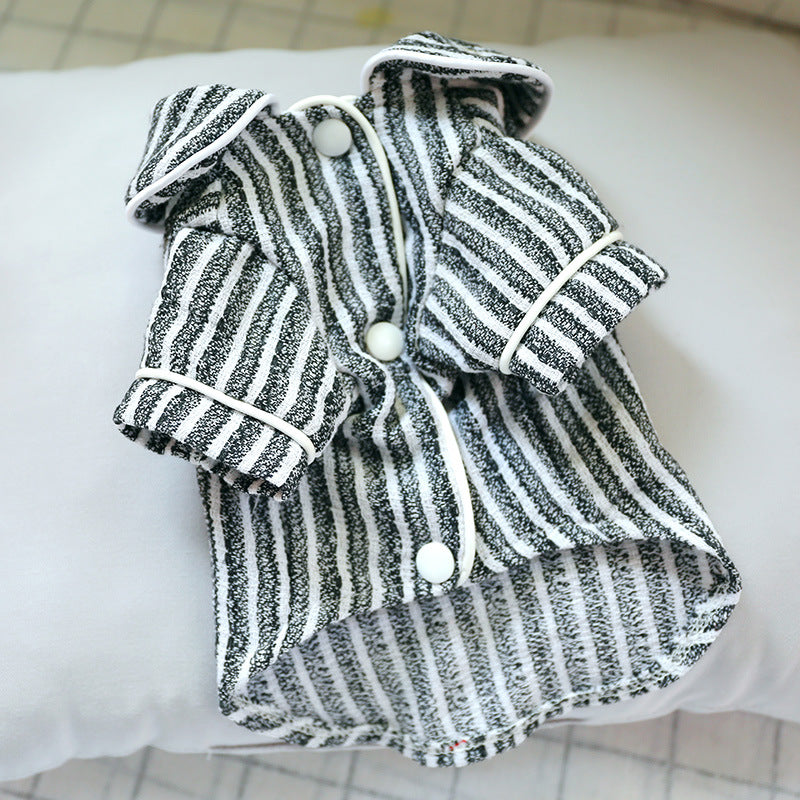 HKM-4261693 Striped Cotton and Linen Pajamas for Dogs and Cats in Pink, Blue, and Black/White
