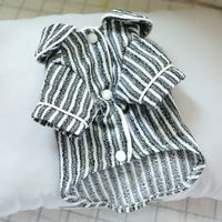 HKM-4261693 Striped Cotton and Linen Pajamas for Dogs and Cats in Pink, Blue, and Black/White