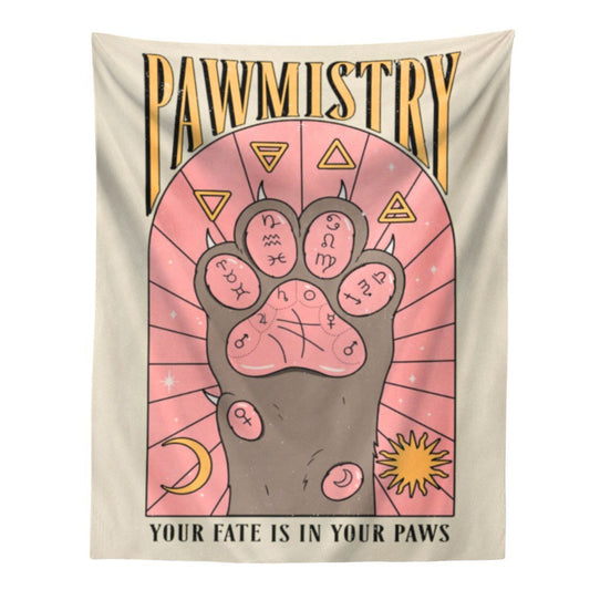 HKM-426259 Cat's Claw Tarot Tapestry - Nordic Design, Made from 91%-100% Polyester Fiber, Machine-Woven Finished Product