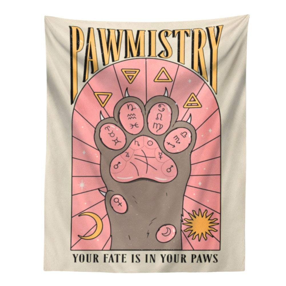 HKM-426259 Cat's Claw Tarot Tapestry - Nordic Design, Made from 91%-100% Polyester Fiber, Machine-Woven Finished Product