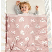 HKM-426259 Knitted Rainbow Hug Blanket for Babies - Soft Acrylic Comforter in Pastel Colors (70 x 90cm)