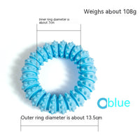 HKM-4263485 Pet Foam Anti-Bite Molar Chew Ring Toy – Fun for Dogs and Cats in Blue, Pink, and Yellow