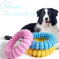 HKM-4263485 Pet Foam Anti-Bite Molar Chew Ring Toy – Fun for Dogs and Cats in Blue, Pink, and Yellow