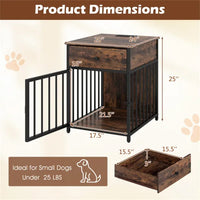 HKM-4264509 2-in-1 Dog Crate End Table with Charging Station for Small Dogs Under 25 Lbs, Chew-Resistant Metal Tube Design
