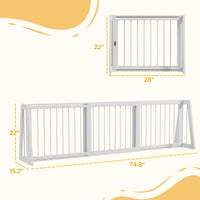 HKM-4266301 Freestanding Wooden Pet Gate with Adjustable Width and Non-Slip Mats for Indoor Use