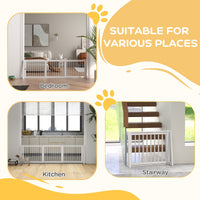 HKM-4266301 Freestanding Wooden Pet Gate with Adjustable Width and Non-Slip Mats for Indoor Use