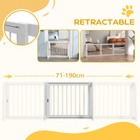 HKM-4266301 Freestanding Wooden Pet Gate with Adjustable Width and Non-Slip Mats for Indoor Use