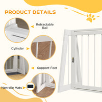 HKM-4266301 Freestanding Wooden Pet Gate with Adjustable Width and Non-Slip Mats for Indoor Use