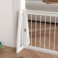 HKM-4266301 Freestanding Wooden Pet Gate with Adjustable Width and Non-Slip Mats for Indoor Use
