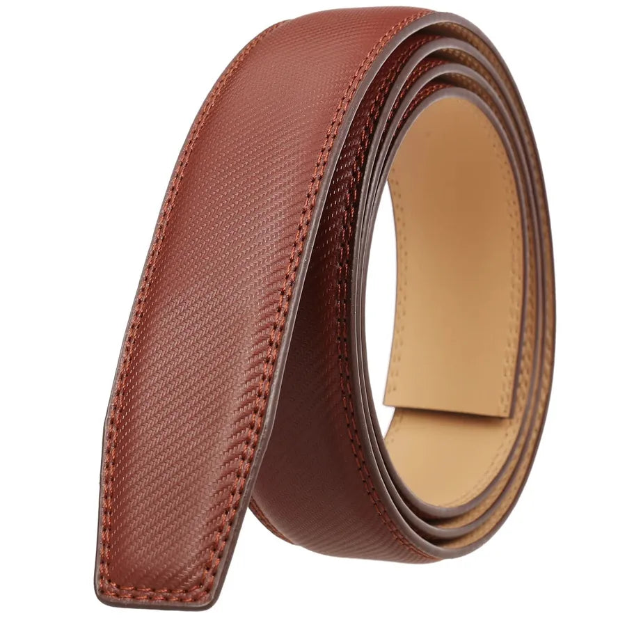 HKM-426643 Automatic Ratchet Strap Belt for Men - Split Leather Cowhide Design Without Buckle