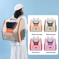 HKM-4267069 Large Capacity Cat Trolley Bag in Khaki and Green - Medium Hard Nylon Pet Backpack
