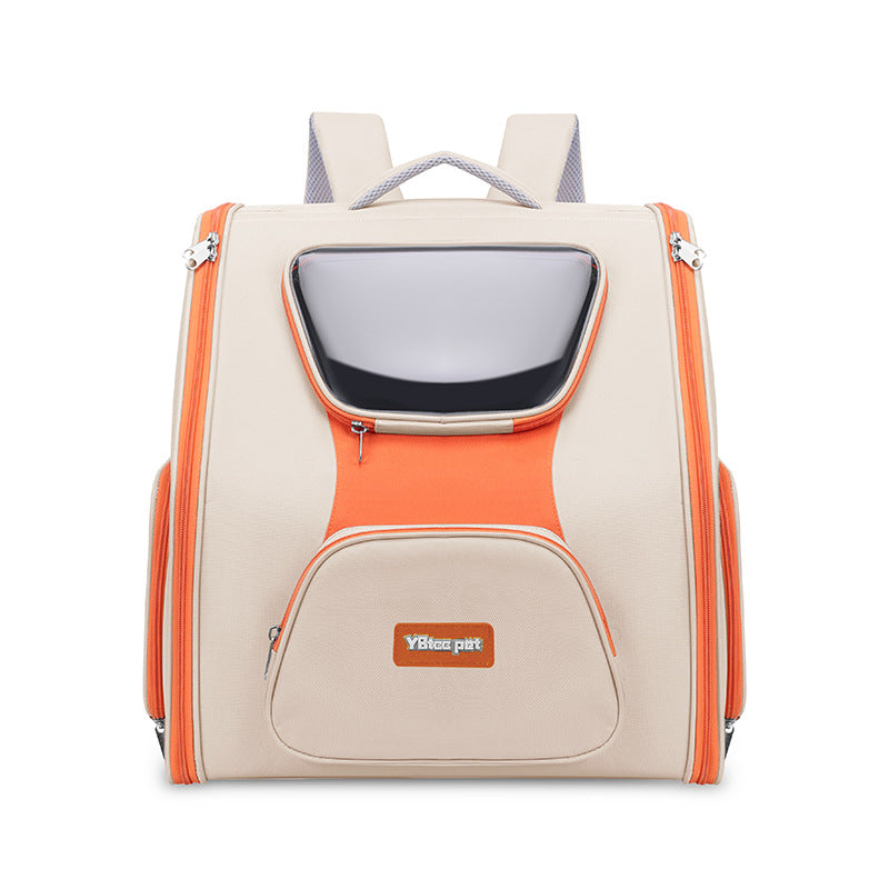 HKM-4267069 Large Capacity Cat Trolley Bag in Khaki and Green - Medium Hard Nylon Pet Backpack