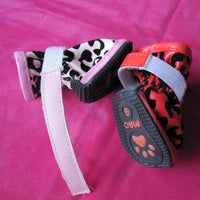 HKM-4267453 Leopard Print PU Pet Shoes in Gold, Red, and Pink - Various Sizes Available