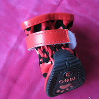 HKM-4267453 Leopard Print PU Pet Shoes in Gold, Red, and Pink - Various Sizes Available