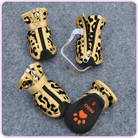 HKM-4267453 Leopard Print PU Pet Shoes in Gold, Red, and Pink - Various Sizes Available