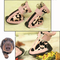 HKM-4267453 Leopard Print PU Pet Shoes in Gold, Red, and Pink - Various Sizes Available
