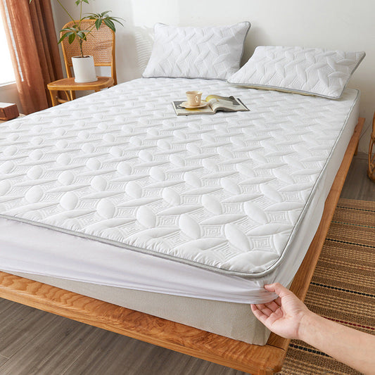 HKM-426771 Solid Color Non-Slip Protective Bed Cover with Pillowcases – Available in Multiple Sizes