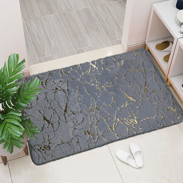 HKM-426835 Plush Rabbit Fur Carpet with Marble Texture - Hand Washable, Multiple Sizes and Colors Available
