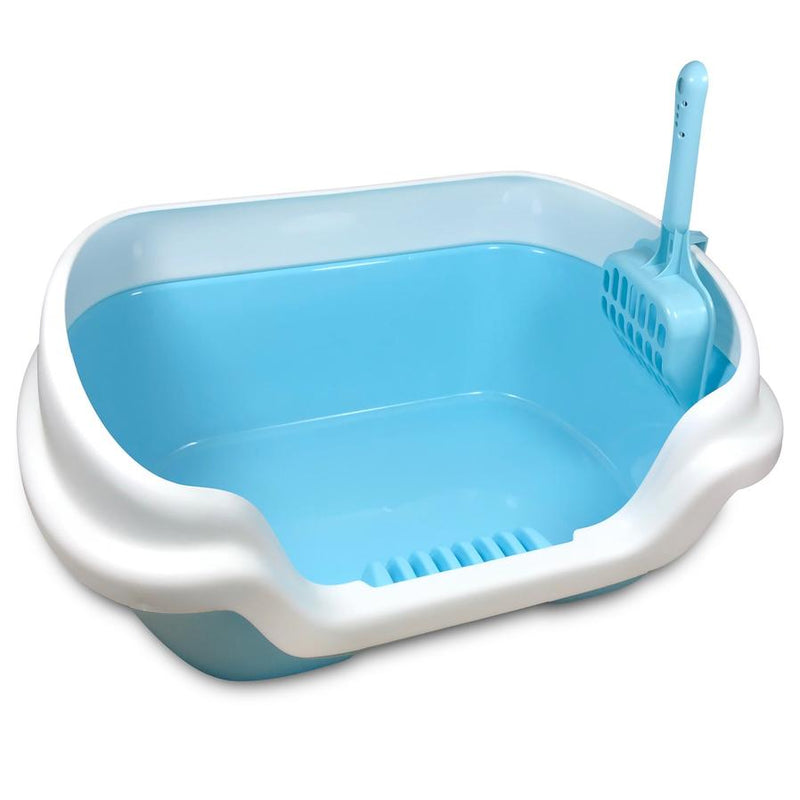 HKM-426835 Semi-Enclosed Plastic Cat Litter Box - 40cm Length, 30cm Width, 18cm Height