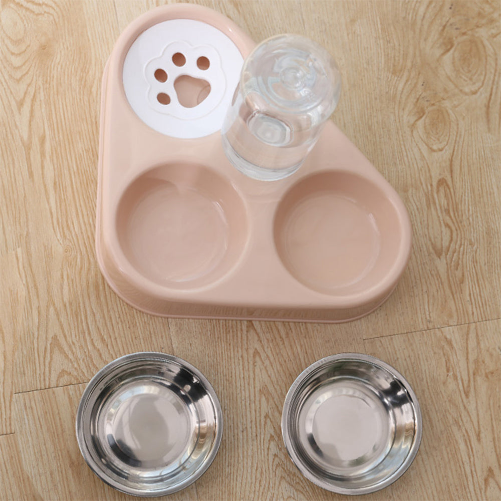 HKM-4270781 Mobile Unplugged Cat Drinking Bowl - PP, PET, and Stainless Steel, Small Size 24.5x24.5x29.5cm, Bowl Size 11x3cm