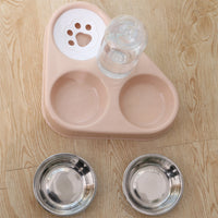 HKM-4270781 Mobile Unplugged Cat Drinking Bowl - PP, PET, and Stainless Steel, Small Size 24.5x24.5x29.5cm, Bowl Size 11x3cm