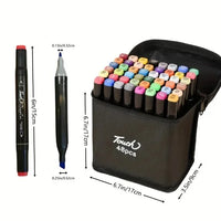 HKM-427219 Alcohol Based Dual Tip Sketch Marker Pens - 48 Colour Artist Drawing Set