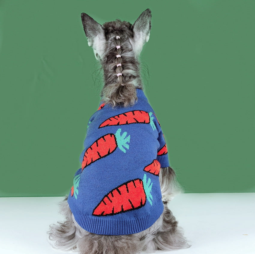 HKM-4274365 Schnauzer Teddy Winter Thick Wool Carrot Sweater for Dogs and Cats