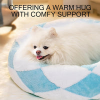 HKM-4275005 Cozy Round Plush Pet Bed for Cats and Small Dogs - 23 Inch Washable Design with Non-Slip Bottom
