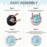 HKM-4275005 Cozy Round Plush Pet Bed for Cats and Small Dogs - 23 Inch Washable Design with Non-Slip Bottom