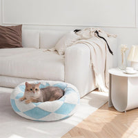 HKM-4275005 Cozy Round Plush Pet Bed for Cats and Small Dogs - 23 Inch Washable Design with Non-Slip Bottom