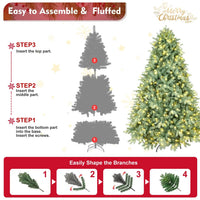 HKM-427539 7.5ft Blue-Green Mixed PE/PVC Artificial Christmas Tree with 500-1000 LED Lights