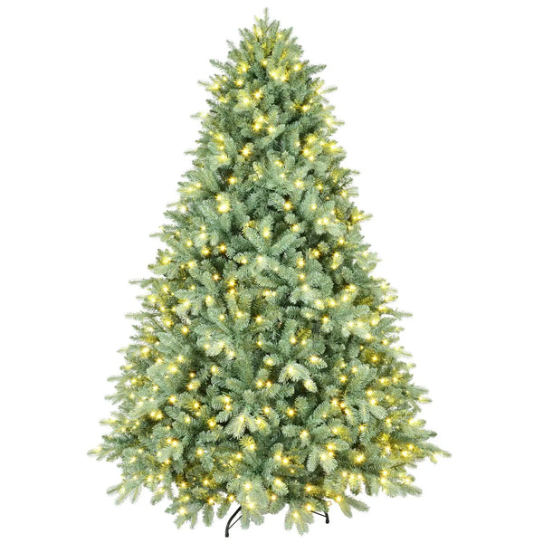HKM-427539 7.5ft Blue-Green Mixed PE/PVC Artificial Christmas Tree with 500-1000 LED Lights