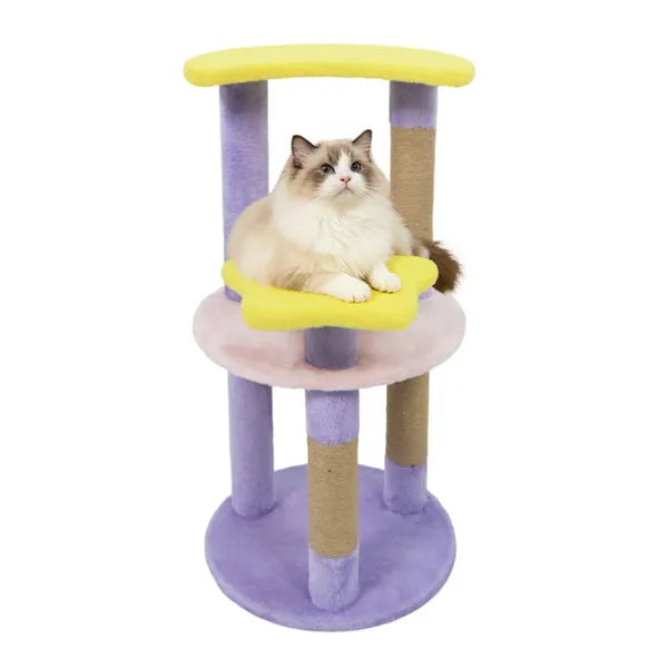 HKM-4276029 29-Inch Purple Cat Tree with 4 Levels and Jute Scratching Posts, Designed for Kittens and Cats