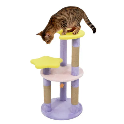 HKM-4276029 29-Inch Purple Cat Tree with 4 Levels and Jute Scratching Posts, Designed for Kittens and Cats