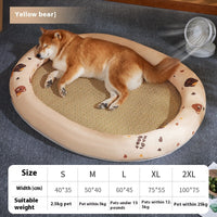 HKM-4276413 Cooling Pet Mat - Ice Silk Fabric Oval Shape in Green Plaid, Orange Rabbit Radish, Yellow Bear Styles