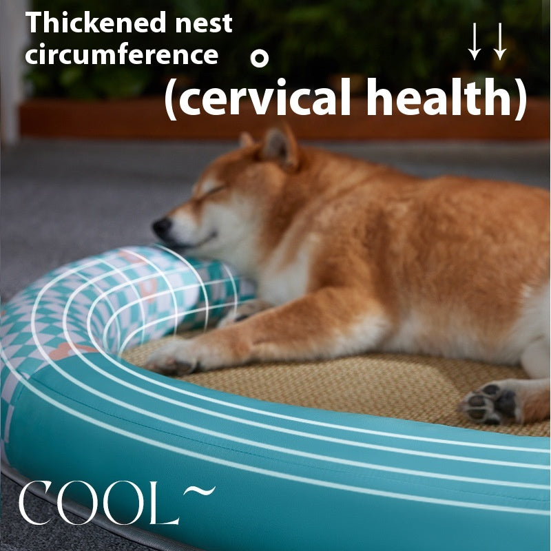 HKM-4276413 Cooling Pet Mat - Ice Silk Fabric Oval Shape in Green Plaid, Orange Rabbit Radish, Yellow Bear Styles