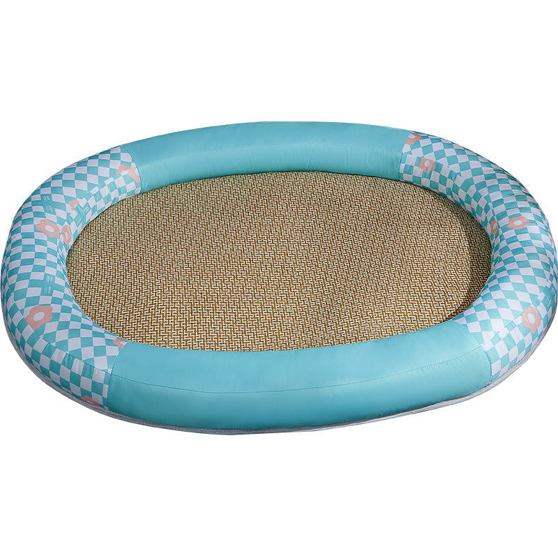 HKM-4276413 Cooling Pet Mat - Ice Silk Fabric Oval Shape in Green Plaid, Orange Rabbit Radish, Yellow Bear Styles
