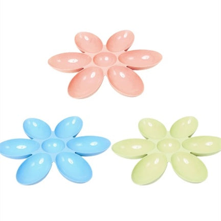 HKM-4276541 Flower-Shaped Shallow Multi-Rice Bowl Set - Available in Blue, Green, and Pink