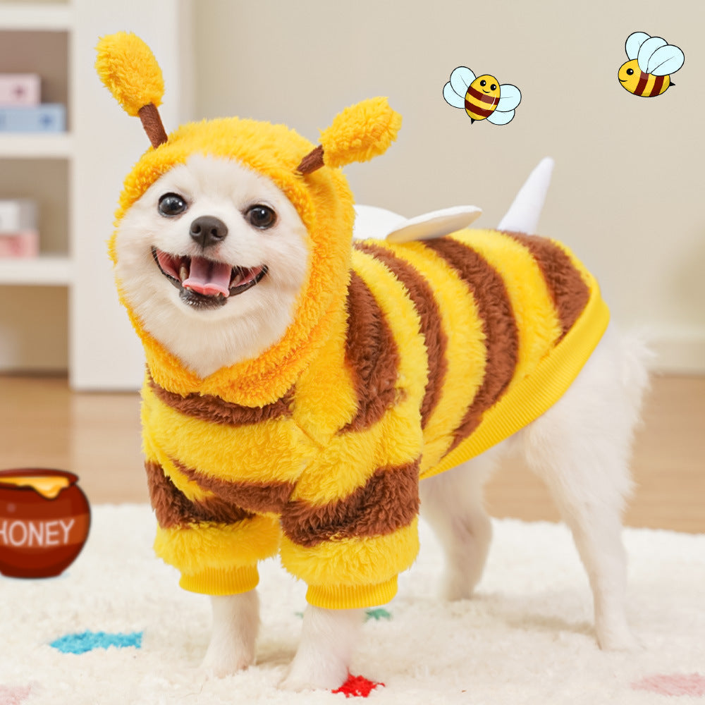HKM-4276925 Autumn and Winter Pet Costume for Dogs and Cats - Bee Transformation and Striped Design, Multiple Sizes Available