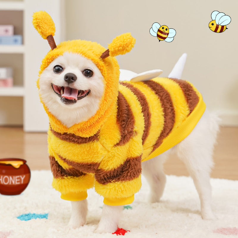 HKM-4276925 Autumn and Winter Pet Costume for Dogs and Cats - Bee Transformation and Striped Design, Multiple Sizes Available