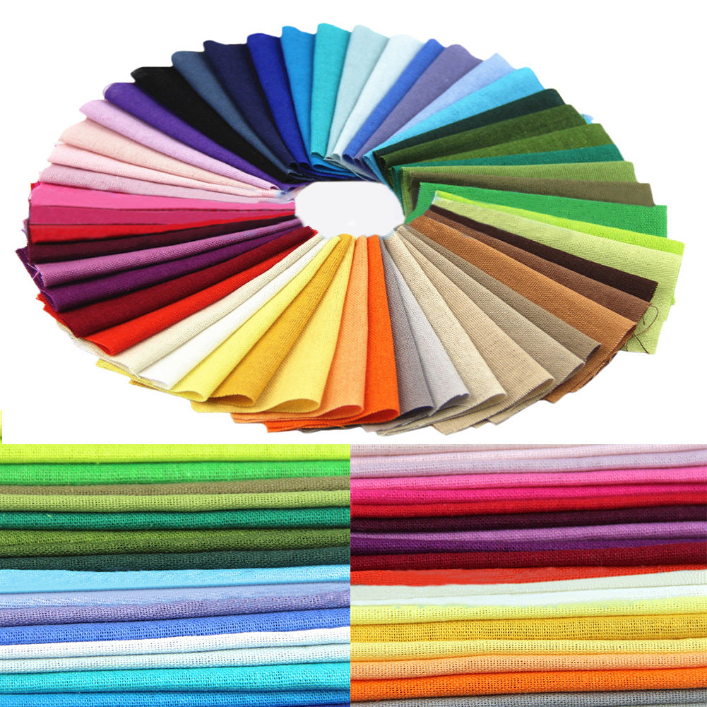HKM-427923 Cotton and Linen Fabric for Crafts - Assorted 15 Pieces (20x25cm) and 50 Pieces (10x10cm)