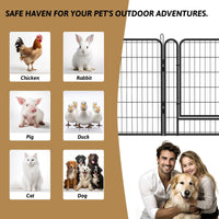 HKM-4279997 Durable Heavy-Duty Metal Playpen with Door - 6 Panels Pet Exercise Pen for Indoor & Outdoor Use