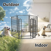HKM-4279997 Durable Heavy-Duty Metal Playpen with Door - 6 Panels Pet Exercise Pen for Indoor & Outdoor Use