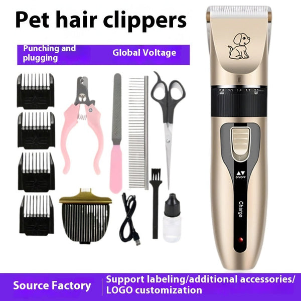 HKM-4280125 Electric Pet Scissors Set for Grooming Dog & Cat - Nail Cap & Steel Comb Included