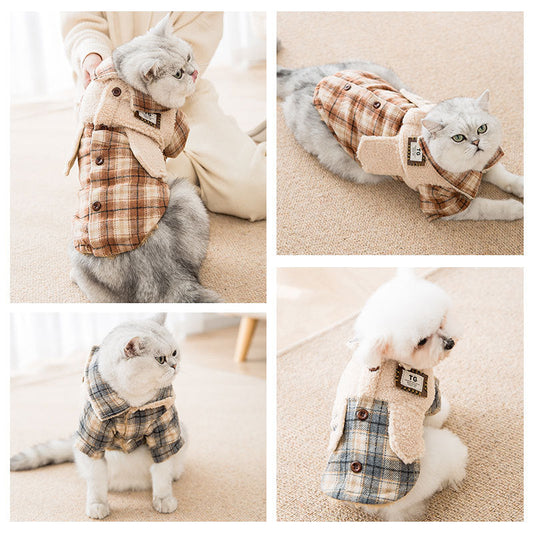 HKM-4280509 Cozy Lamb Wool Dog Clothes for Autumn and Winter - Casual Style Cotton Apparel
