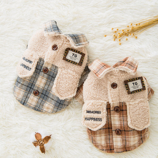 HKM-4280509 Cozy Lamb Wool Dog Clothes for Autumn and Winter - Casual Style Cotton Apparel