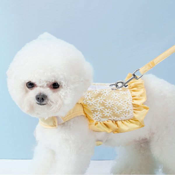 HKM-4281405 Pet Traction Strap Chest Harness with Daisy Embroidery in Multiple Sizes