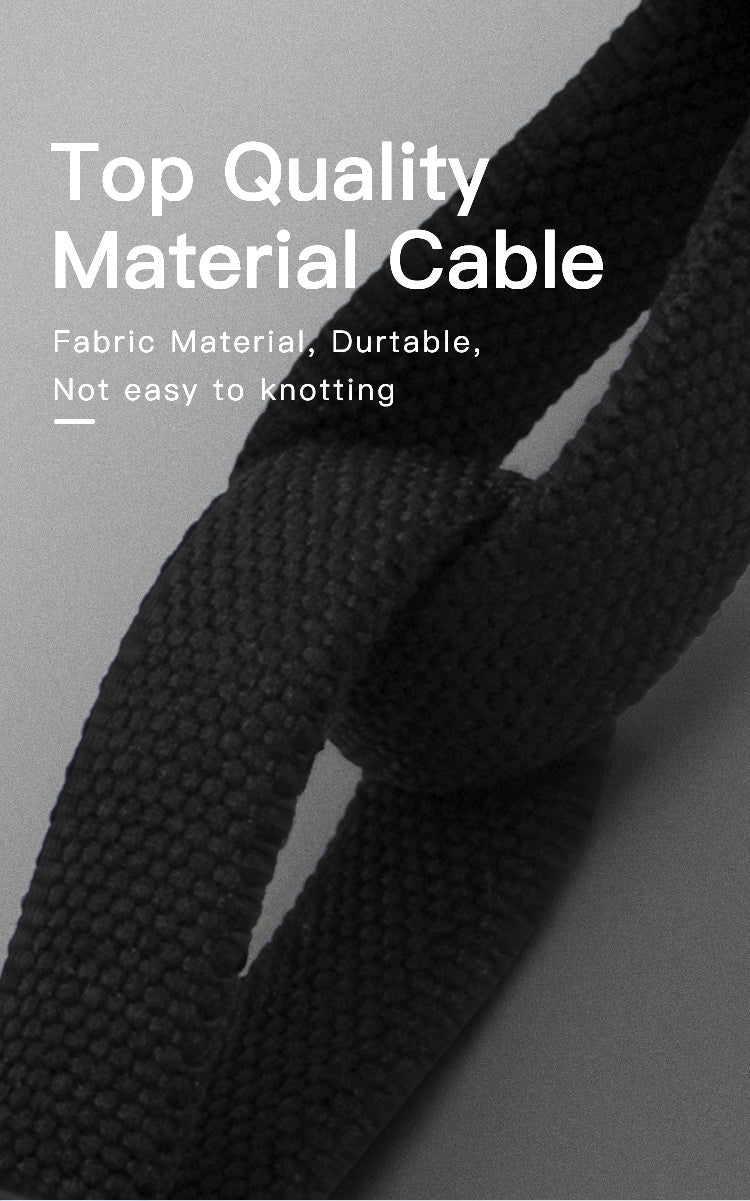 HKM-428307 Three-in-One Magnetic Fabric Data Cable Keychain - USB/Android/iOS/Type-C, Charging & Data Transmission
