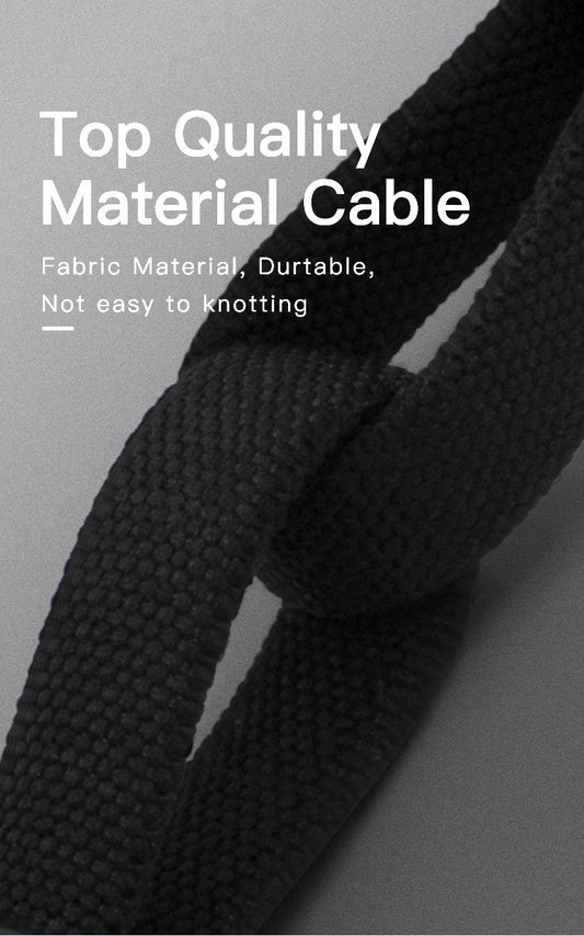HKM-428307 Three-in-One Magnetic Fabric Data Cable Keychain - USB/Android/iOS/Type-C, Charging & Data Transmission