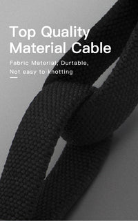 HKM-428307 Three-in-One Magnetic Fabric Data Cable Keychain - USB/Android/iOS/Type-C, Charging & Data Transmission